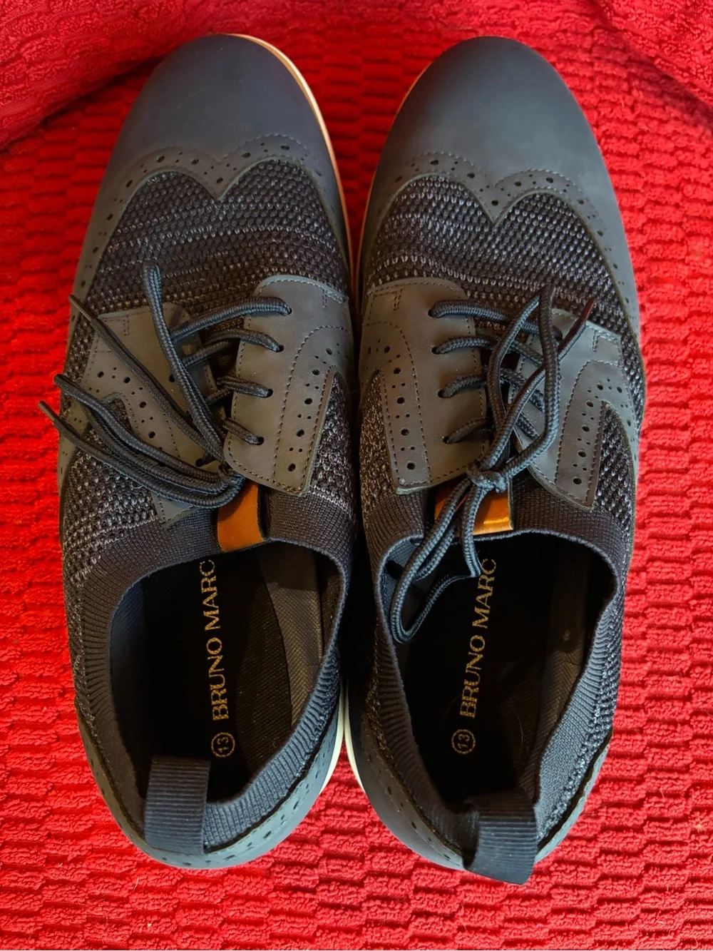 Men's Navy Wingtip Bruno Marc Derby Sneakers - Lightweight Lace-Up Comfort